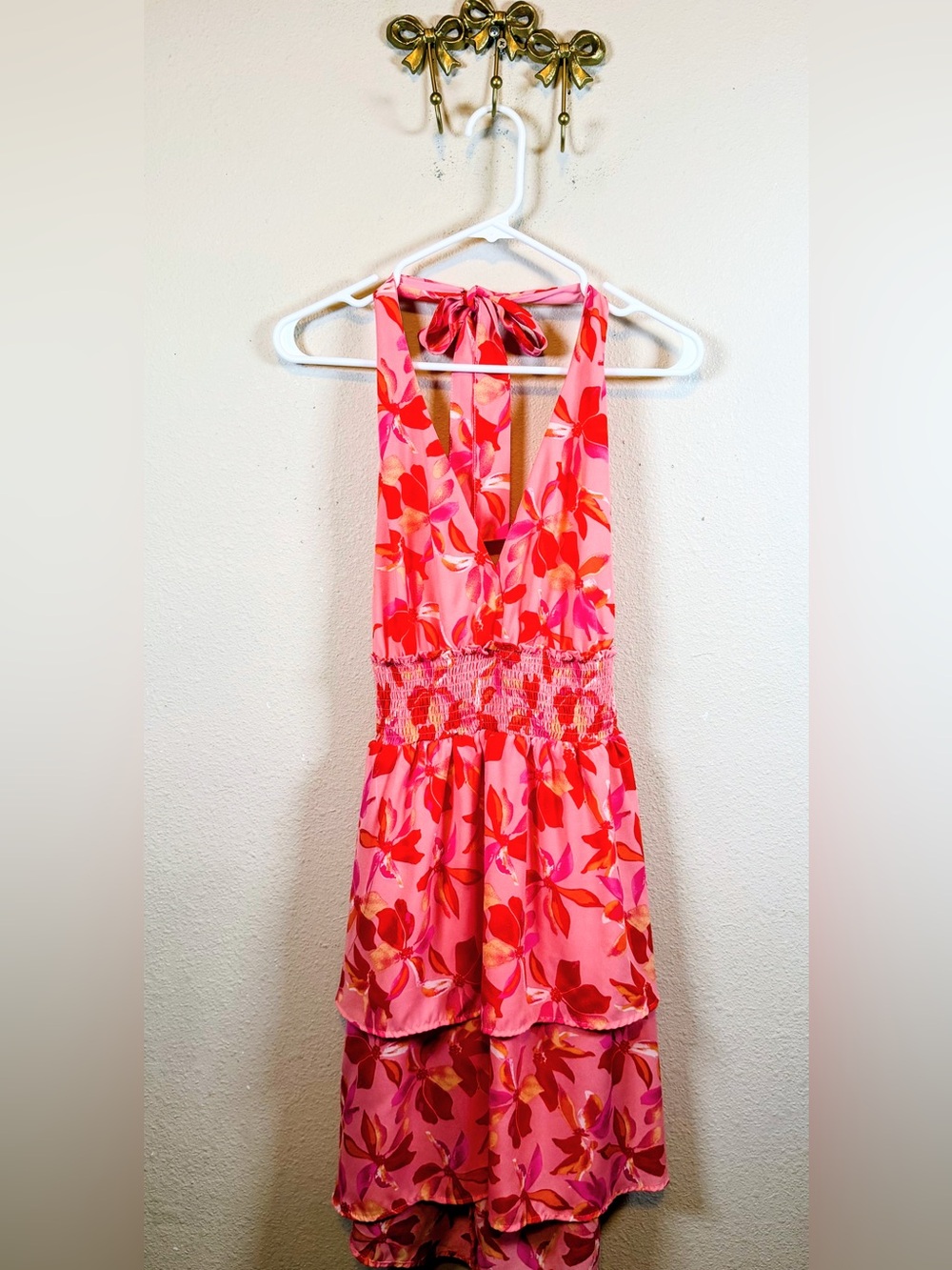 Madden New York Pink Floral Tier Halter  Size L